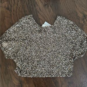 Vince Shimmering Sequin Top in Brown and Gold